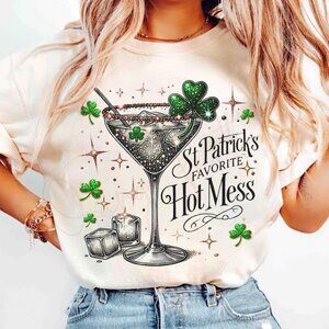 St Patrick’s Graphics Tee, Funny Glitter Shamrock Beer T-shirt